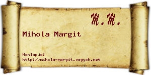 Mihola Margit névjegykártya